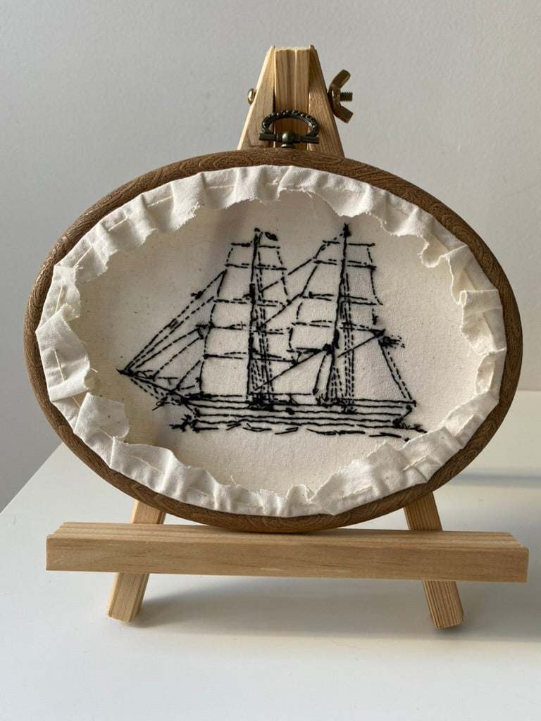 TWO-MASTED SAILBOAT | HANDMADE EMBROIDERY