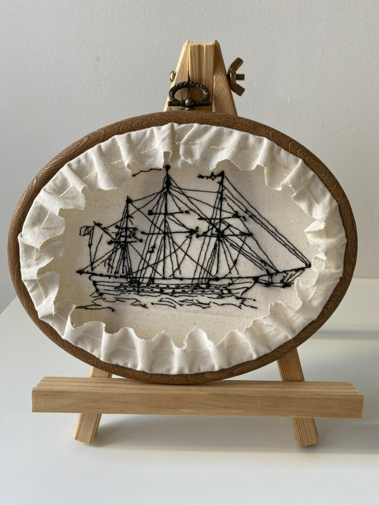 THREE-MASTED SAILBOAT | HANDMADE EMBROIDERY