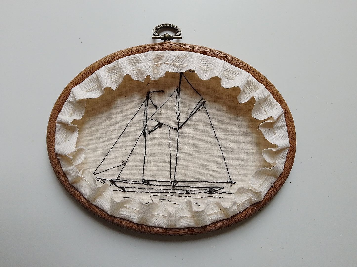 TWO-MASTED SAILBOAT| HANDMADE EMBROIDERY