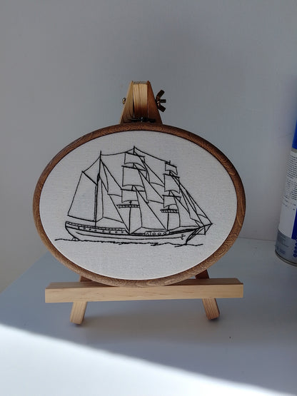 THREE-MASTED SAILBOAT | HANDMADE EMBROIDERY