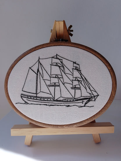 THREE-MASTED SAILBOAT | HANDMADE EMBROIDERY