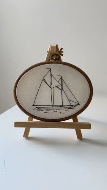TWO-MASTED SAILBOAT| HANDMADE EMBROIDERY