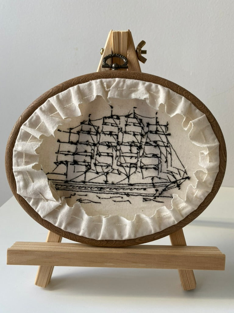 FIVE-MASTED SAILBOAT | HANDMADE EMBROIDERY