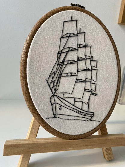 FOUR-MASTED SAILBOAT | HANDMADE EMBROIDERY