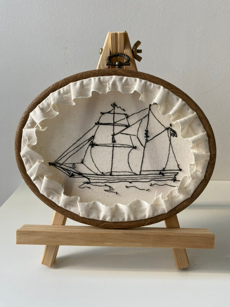 TWO-MASTED SAILBOAT | HANDMADE EMBROIDERY