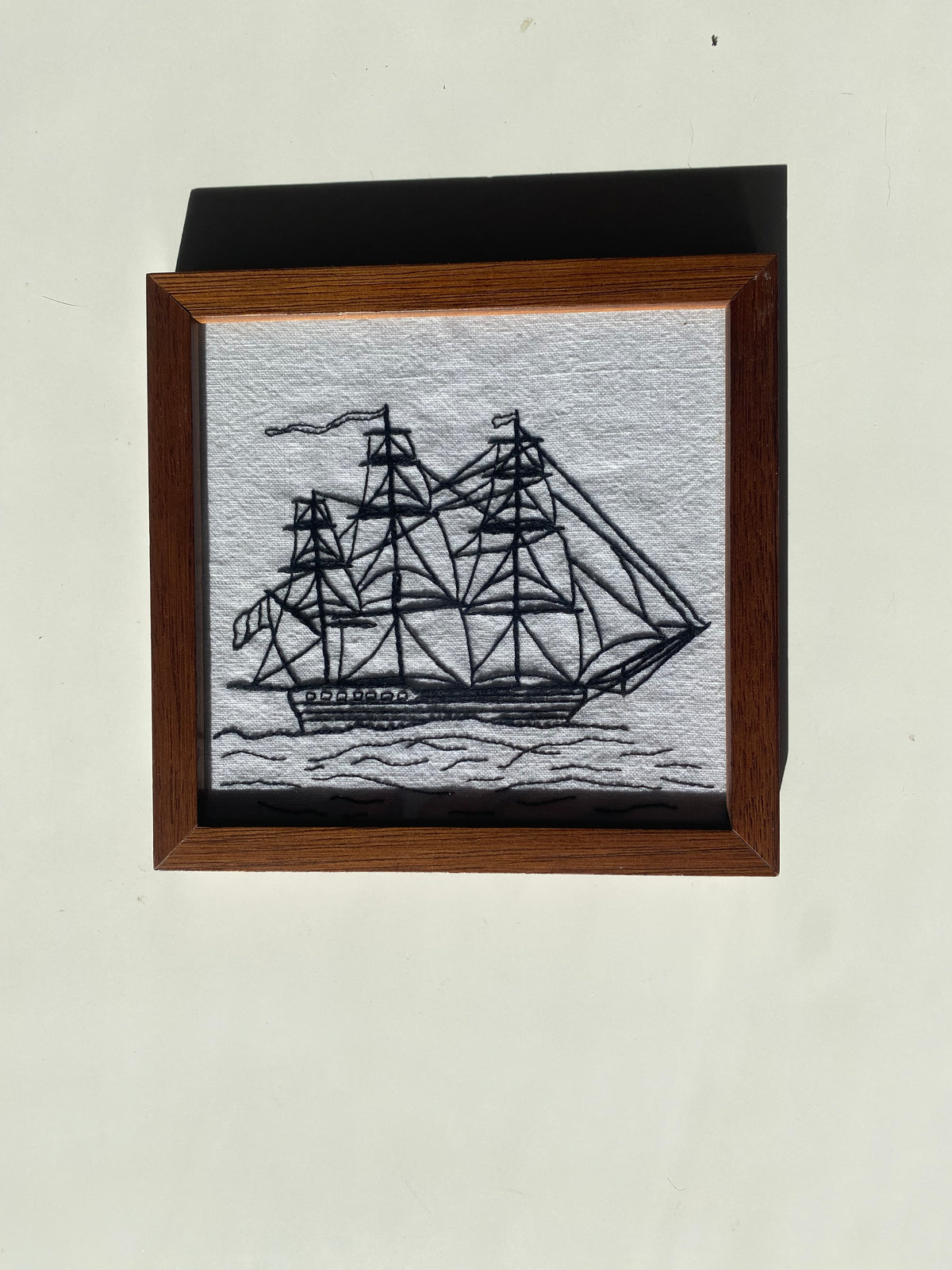 TINY OLD THREE MASTED SHIP | HANDMADE EMBROIDERY
