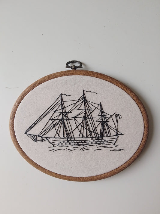 THREE-MASTED SAILBOAT | HANDMADE EMBROIDERY