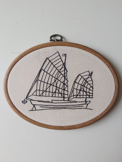 CHINESE SAILBOAT | HANDMADE EMBROIDERY
