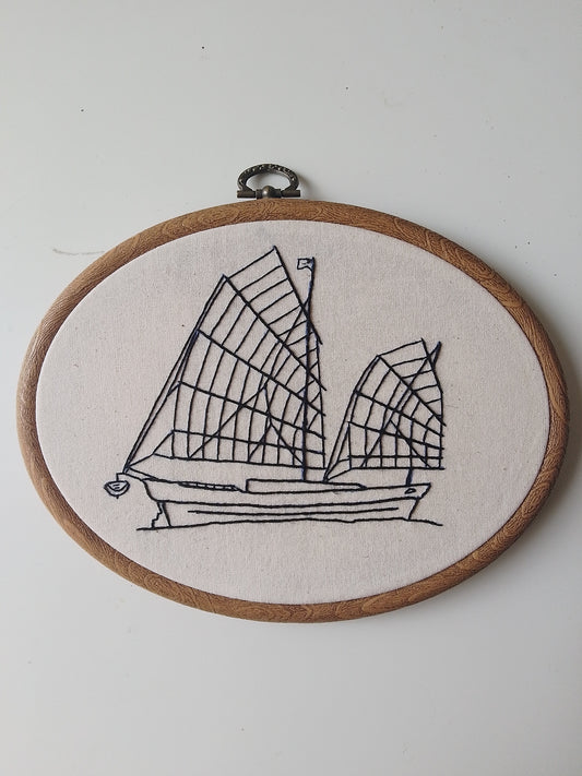 CHINESE SAILBOAT | HANDMADE EMBROIDERY