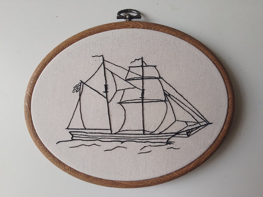 TWO-MASTED SAILBOAT | HANDMADE EMBROIDERY