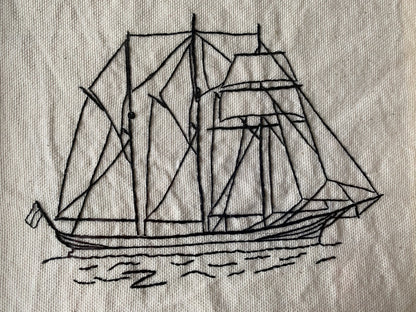 OLD THREE MASTED SHIP | HANDMADE EMBROIDERY