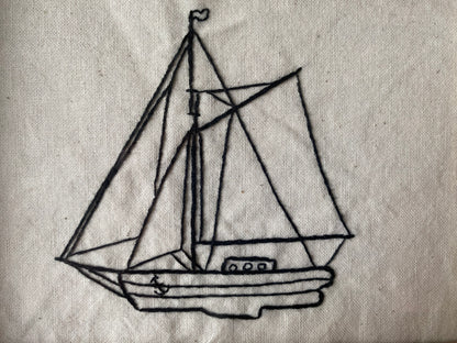 NAVIRE À TROIS MÂTS | BRODERIE FAITE MAIN
