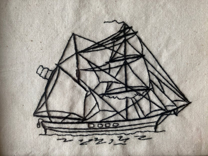 NAVIRE À DEUX MÂTS | BRODERIE FAITE MAIN