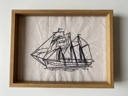 MODERN THREE-MASTED SHIP | HANDMADE EMBROIDERY