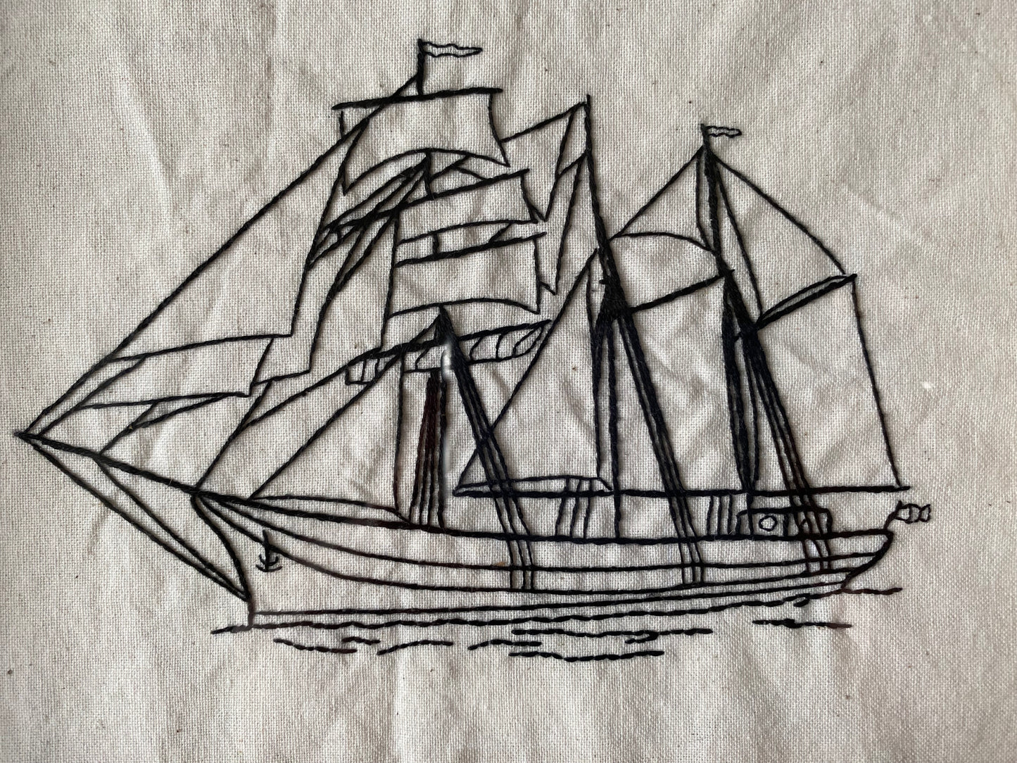 MODERN THREE-MASTED SHIP | HANDMADE EMBROIDERY