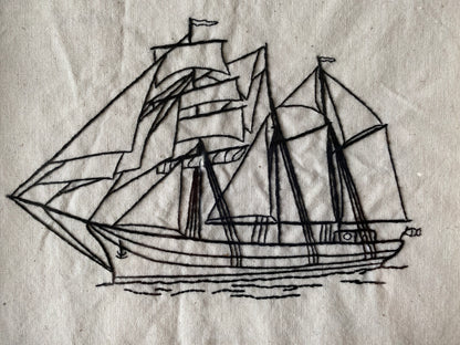 MODERN THREE-MASTED SHIP | HANDMADE EMBROIDERY