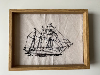 MODERN THREE-MASTED SHIP | HANDMADE EMBROIDERY