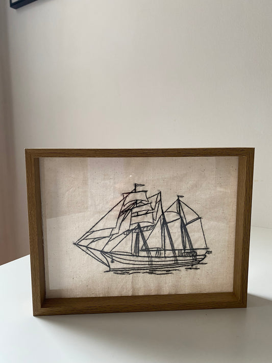 MODERN THREE-MASTED SHIP | HANDMADE EMBROIDERY