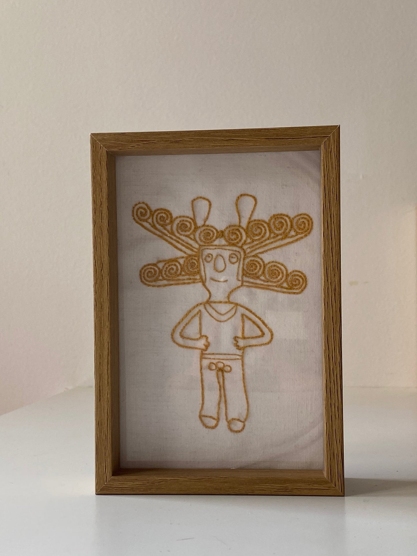 PRE COLOMBIAN TRIPING MAN Gold color | HANDMADE EMBROIDERY