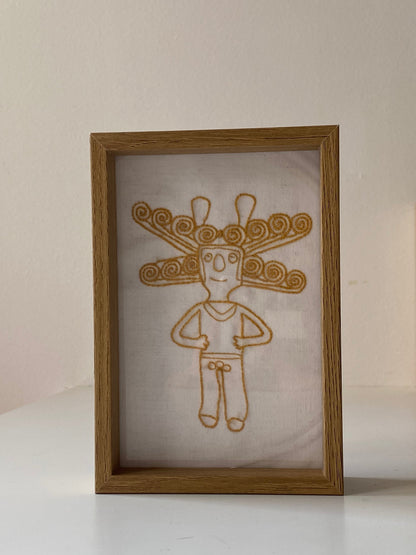 PRE COLOMBIAN TRIPING MAN Gold color | HANDMADE EMBROIDERY