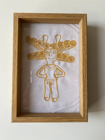 PRE COLOMBIAN TRIPING MAN Gold color | HANDMADE EMBROIDERY