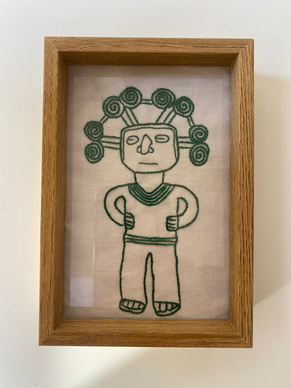 PRE COLOMBIAN TRIPING MAN Jade color | HANDMADE EMBROIDERY