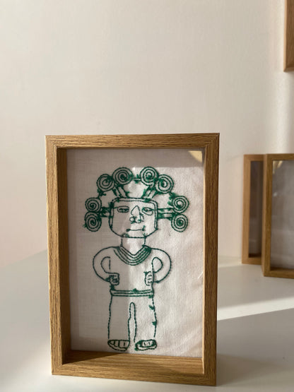 PRE COLOMBIAN TRIPING MAN Jade color | HANDMADE EMBROIDERY