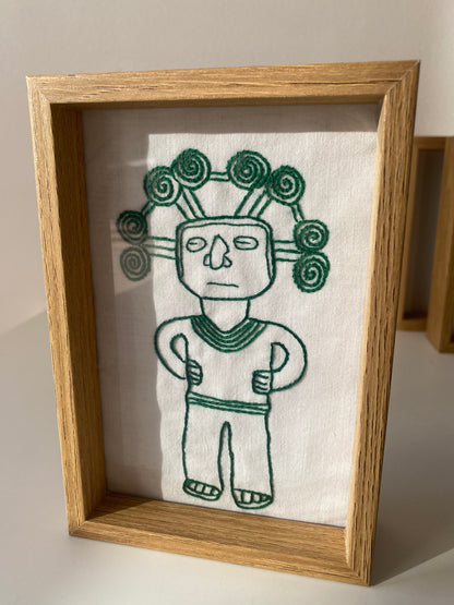 PRE COLOMBIAN TRIPING MAN Jade color | HANDMADE EMBROIDERY