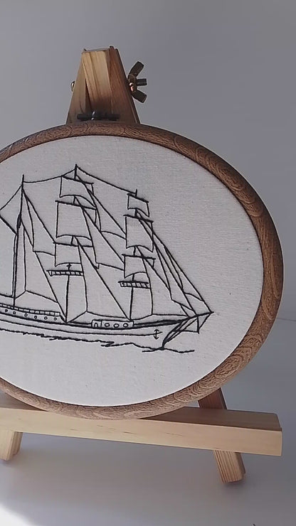 THREE-MASTED SAILBOAT | HANDMADE EMBROIDERY