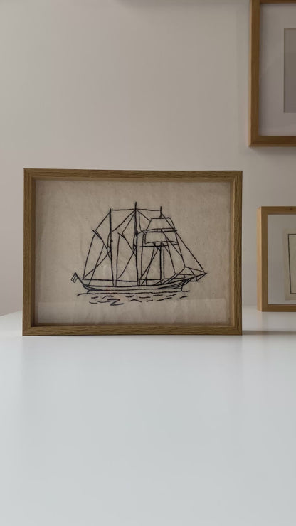 OLD THREE MASTED SHIP | HANDMADE EMBROIDERY